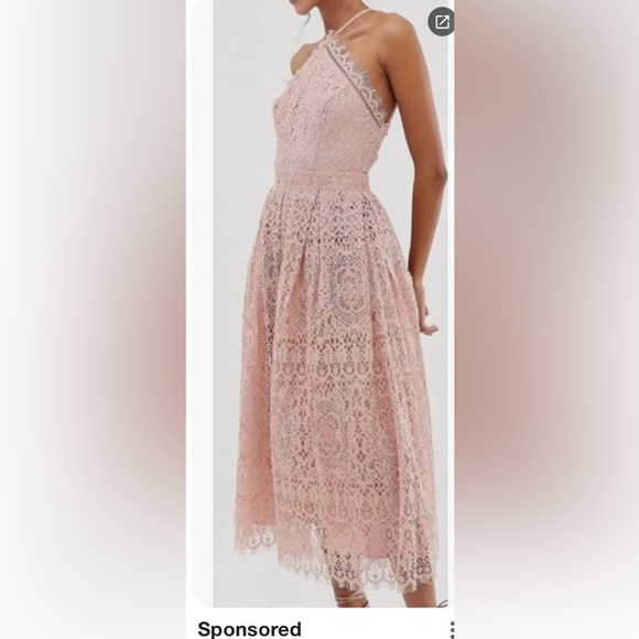ASOS Backless Lace Dress in Blush - Picture 1 of 9